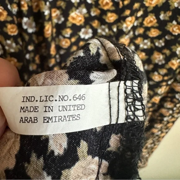 Vintage Diana Marco Fall Floral Long Sleeves Dress Size 14 - Picture 9 of 9